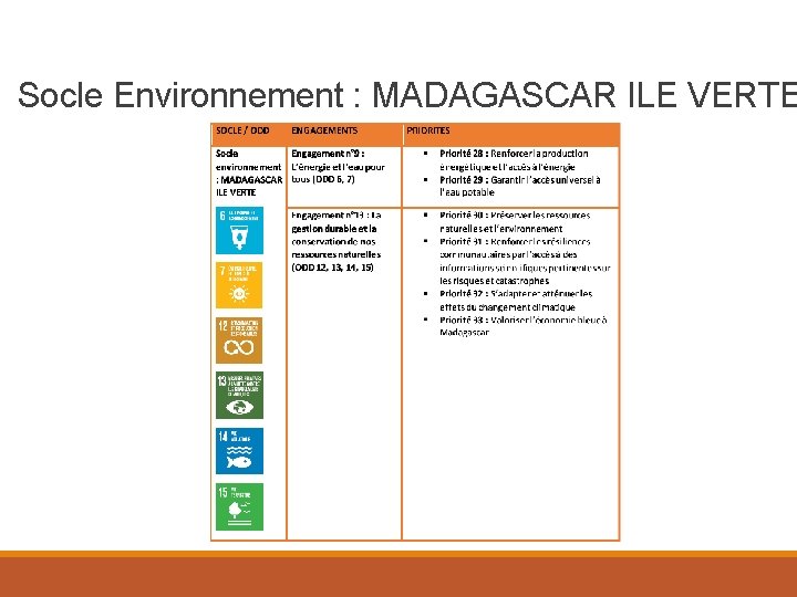 Socle Environnement : MADAGASCAR ILE VERTE 