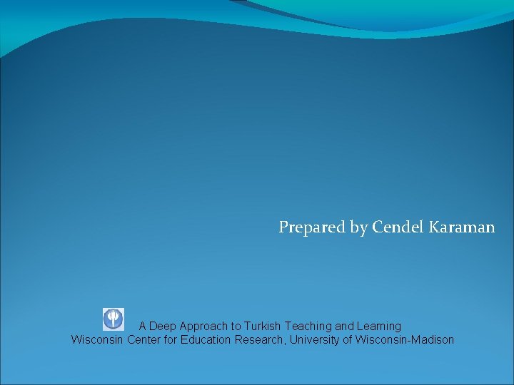 Prepared by Cendel Karaman A Deep Approach to Turkish Teaching and Learning Wisconsin Center
