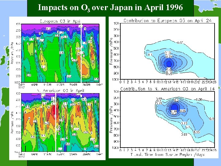 Impacts on O 3 over Japan in April 1996 