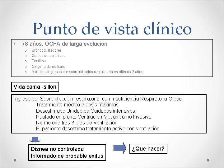 Punto de vista clínico • 78 años. OCFA de larga evolución o o o