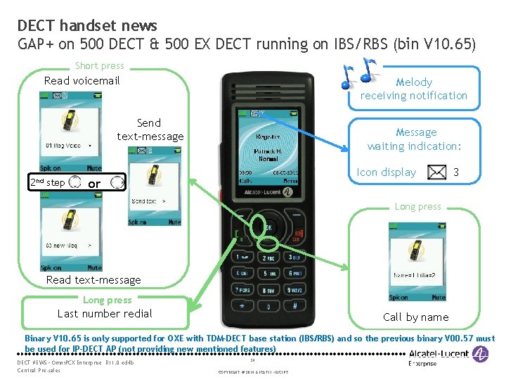 DECT handset news GAP+ on 500 DECT & 500 EX DECT running on IBS/RBS