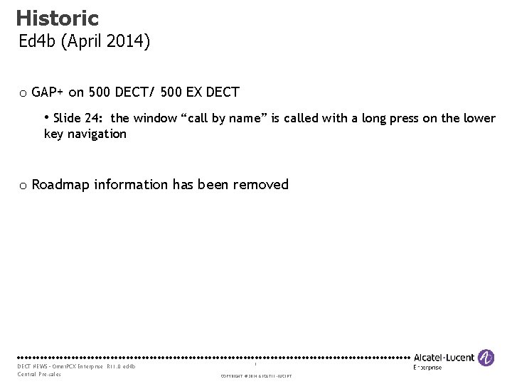 Historic Ed 4 b (April 2014) o GAP+ on 500 DECT/ 500 EX DECT