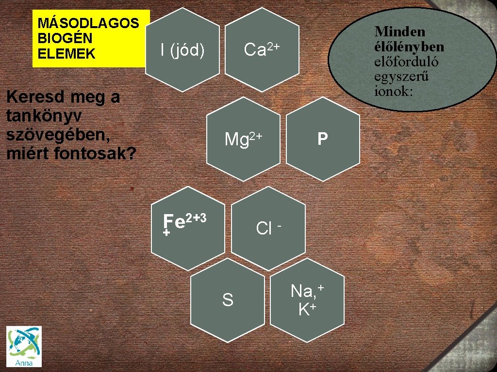 MÁSODLAGOS BIOGÉN ELEMEK Ca 2+ I (jód) Keresd meg a tankönyv szövegében, miért fontosak?