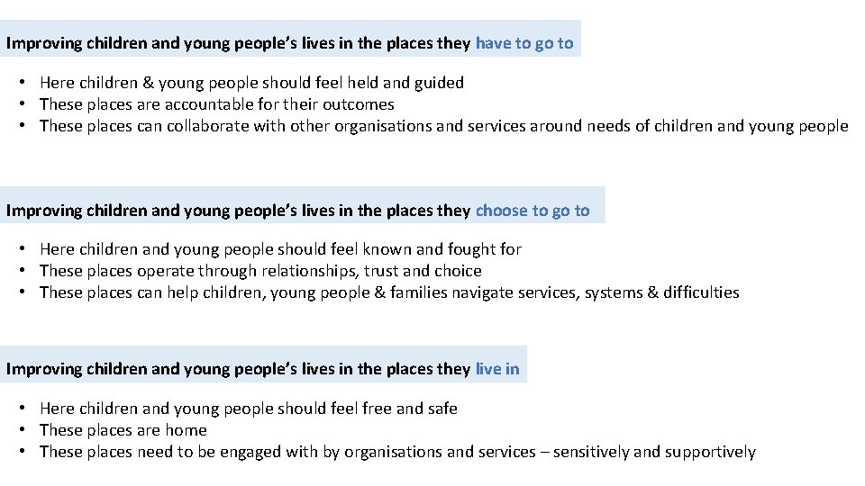 Improving children and young peoples lives in the