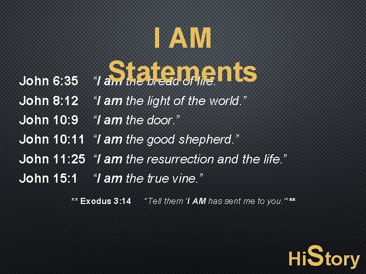 John 6: 35 I AM Statements “I am the bread of life. ” John