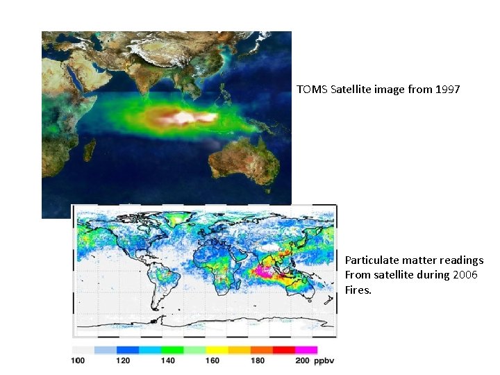 TOMS Satellite image from 1997 Particulate matter readings From satellite during 2006 Fires. 