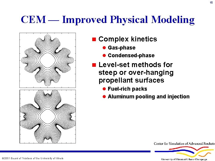 15 CEM — Improved Physical Modeling n Complex kinetics l Gas-phase l Condensed-phase n