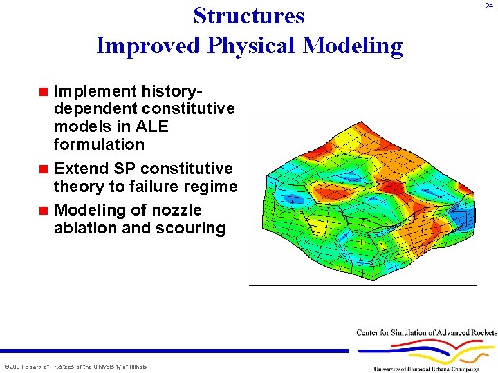 Structures Improved Physical Modeling Implement historydependent constitutive models in ALE formulation n Extend SP