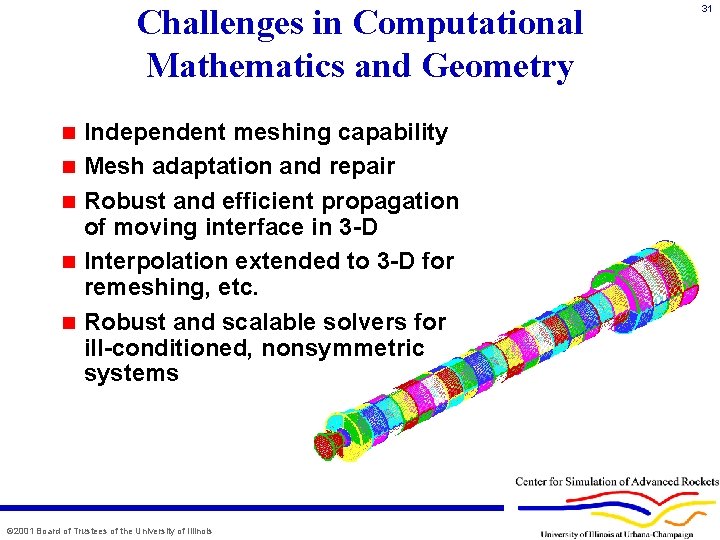Challenges in Computational Mathematics and Geometry n n n Independent meshing capability Mesh adaptation