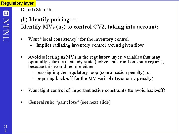 Regulatory layer Details Step 5 b…. (b) Identify pairings = Identify MVs (u 2)