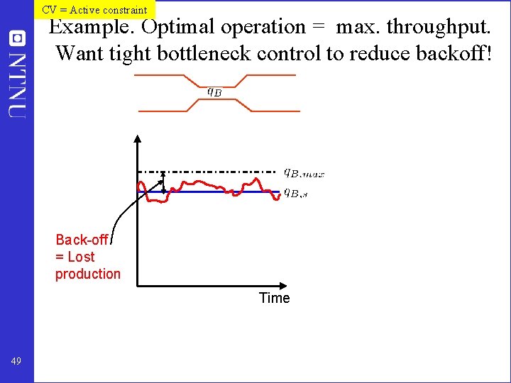 CV = Active constraint Example. Optimal operation = max. throughput. Want tight bottleneck control