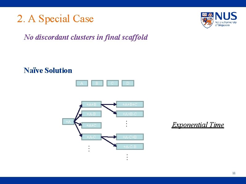 2. A Special Case No discordant clusters in final scaffold Naïve Solution A C