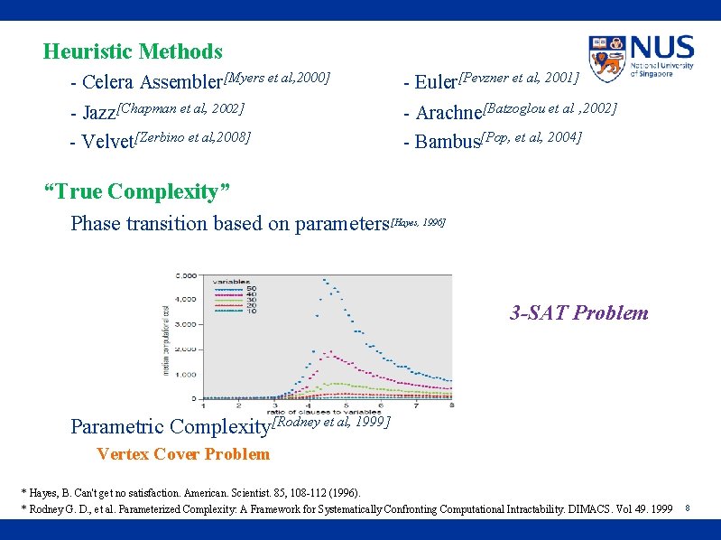 Heuristic Methods - Celera Assembler[Myers et al, 2000] - Euler[Pevzner et al, 2001] -