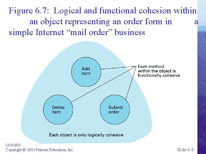 Figure 6. 7: Logical and functional cohesion within an object representing an order form