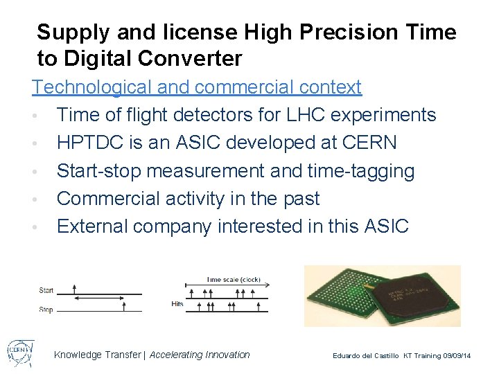 Supply and license High Precision Time to Digital Converter Technological and commercial context •