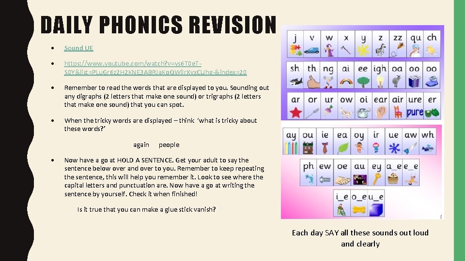 DAILY PHONICS REVISION Sound UE https: //www. youtube. com/watch? v=ys 6 T 0 e.