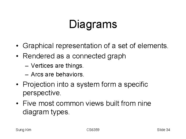 Diagrams • Graphical representation of a set of elements. • Rendered as a connected