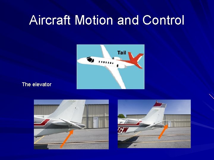 Aircraft Motion and Control The elevator 