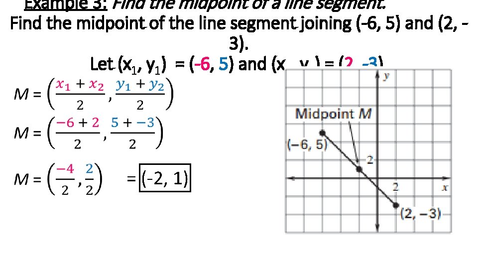 Example 3: Find the midpoint of a line segment. Find the midpoint of the Example 3: Find the midpoint of a line segment. Find the midpoint of the
