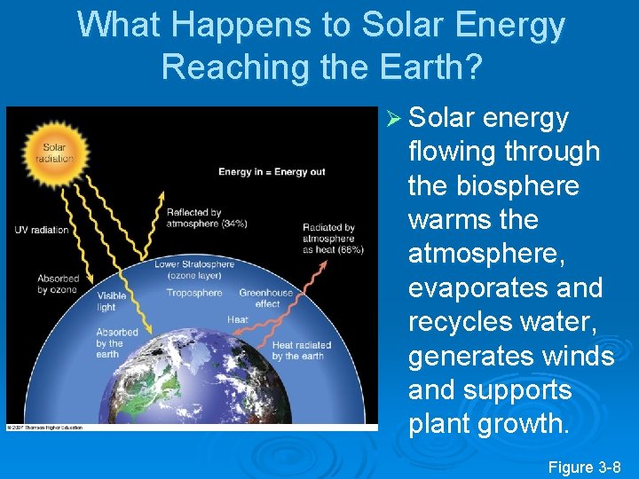 What Happens to Solar Energy Reaching the Earth? Ø Solar energy flowing through the