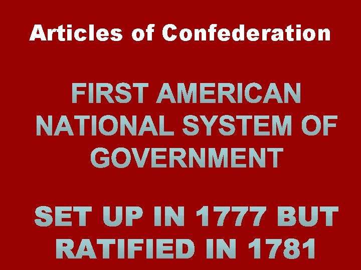 Articles of Confederation  Articles of Confederation