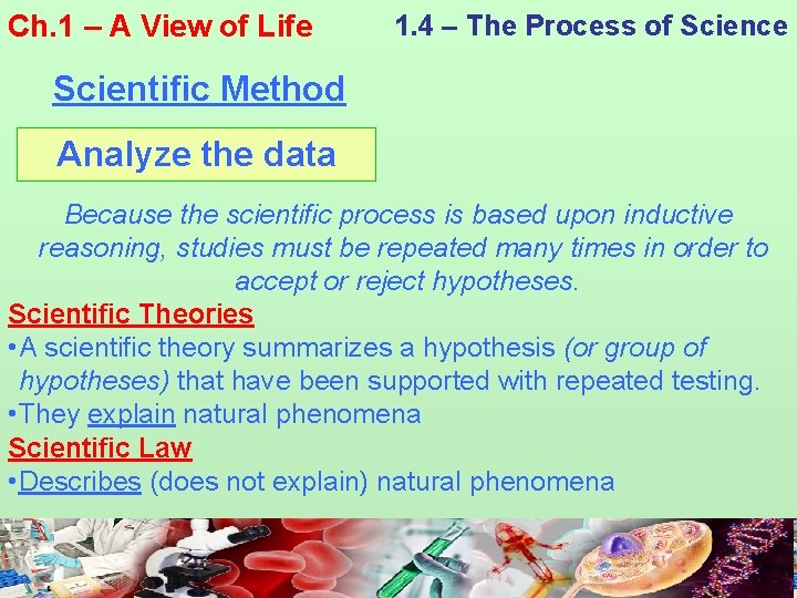 Ch. 1 – A View of Life 1. 4 – The Process of Science