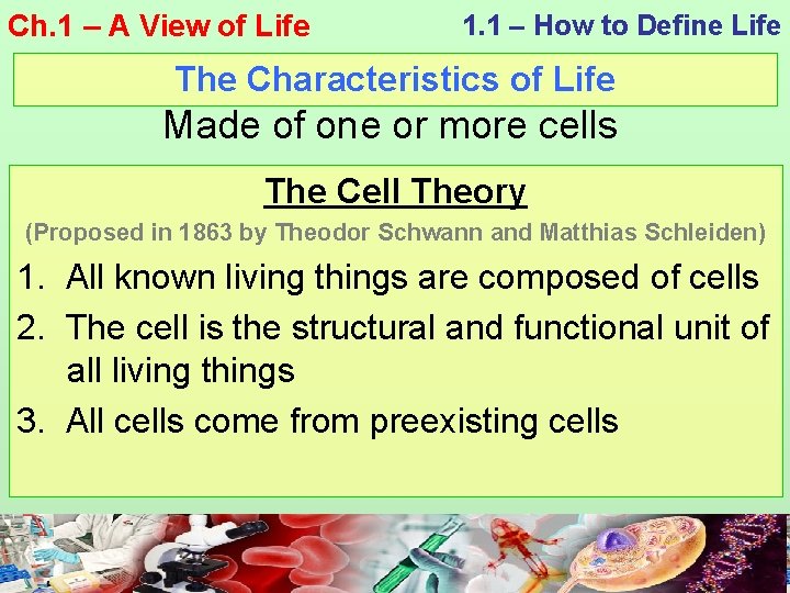 Ch. 1 – A View of Life 1. 1 – How to Define Life