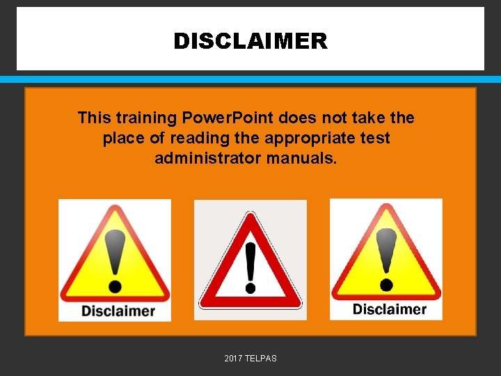 DISCLAIMER This training Power. Point does not take the place of reading the appropriate