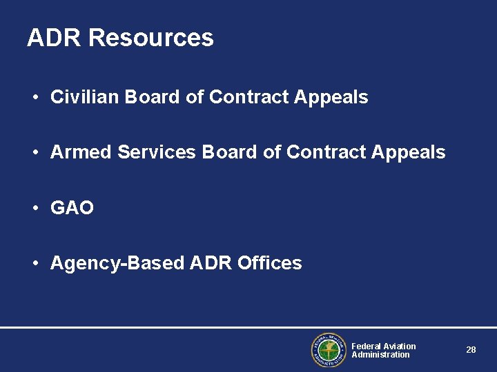 ADR Resources • Civilian Board of Contract Appeals • Armed Services Board of Contract