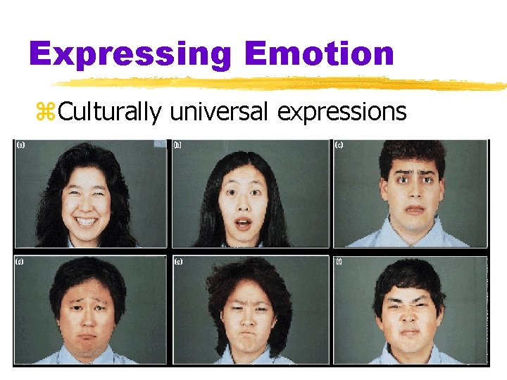 Expressing Emotion z. Culturally universal expressions 