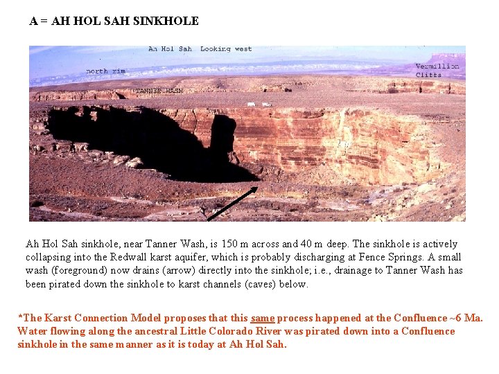A = AH HOL SAH SINKHOLE Ah Hol Sah sinkhole, near Tanner Wash, is