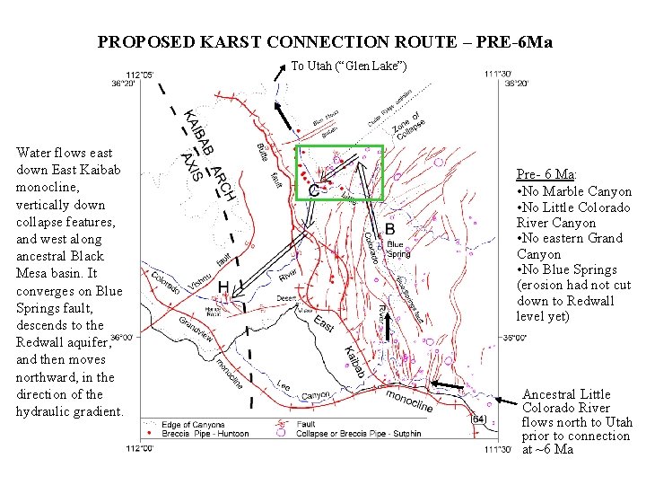 PROPOSED KARST CONNECTION ROUTE – PRE-6 Ma To Utah (“Glen Lake”) Water flows east