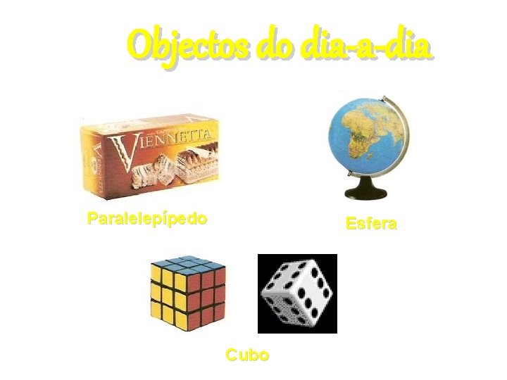 Objectos do dia-a-dia Paralelepípedo Esfera Cubo 