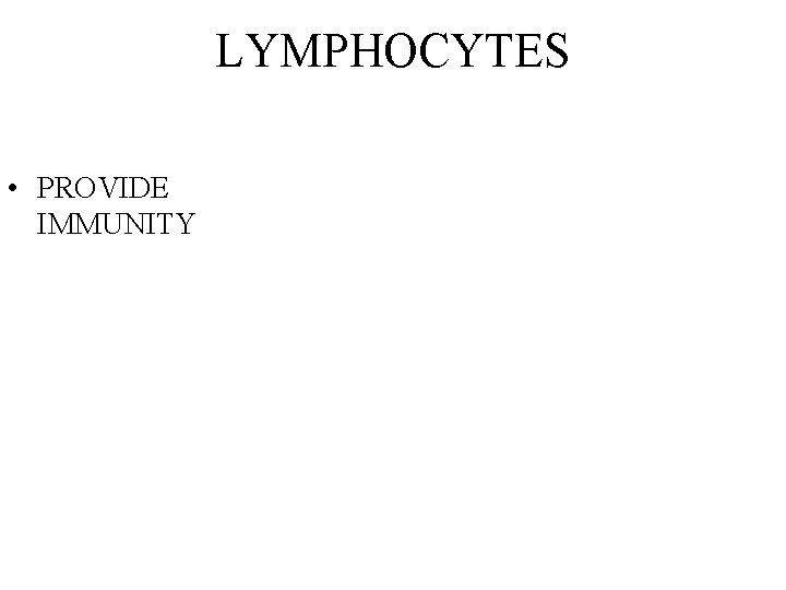 LYMPHOCYTES • PROVIDE IMMUNITY 