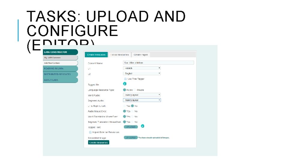TASKS: UPLOAD AND CONFIGURE (EDITOR) 