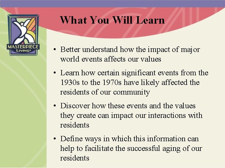 What You Will Learn • Better understand how the impact of major world events