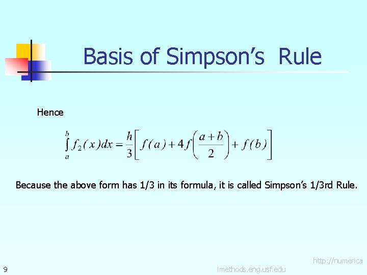 Basis of Simpson’s Rule Hence Because the above form has 1/3 in its formula,