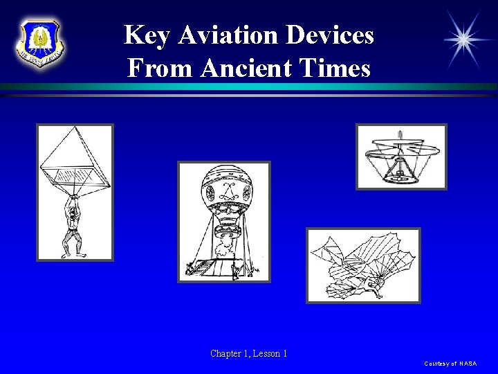 Key Aviation Devices From Ancient Times Chapter 1, Lesson 1 Courtesy of NASA 