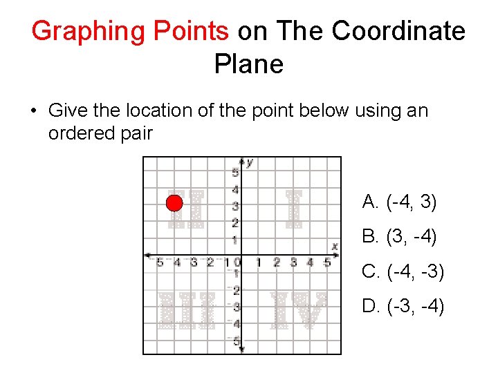 Graphing Points on The Coordinate Plane Give the