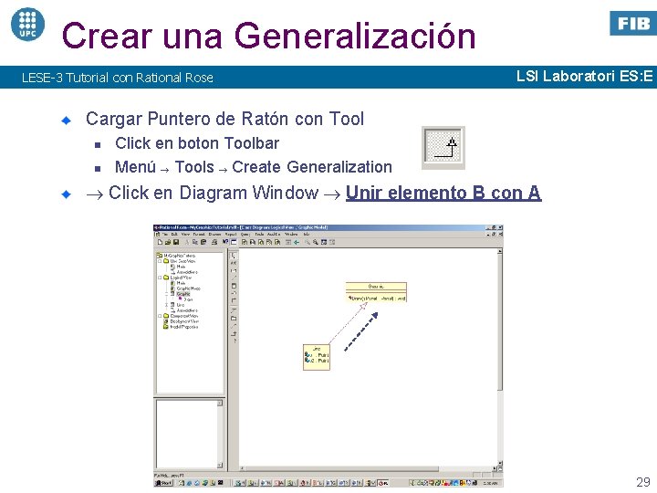 Crear una Generalización LESE-3 Tutorial con Rational Rose LSI Laboratori ES: E Cargar Puntero