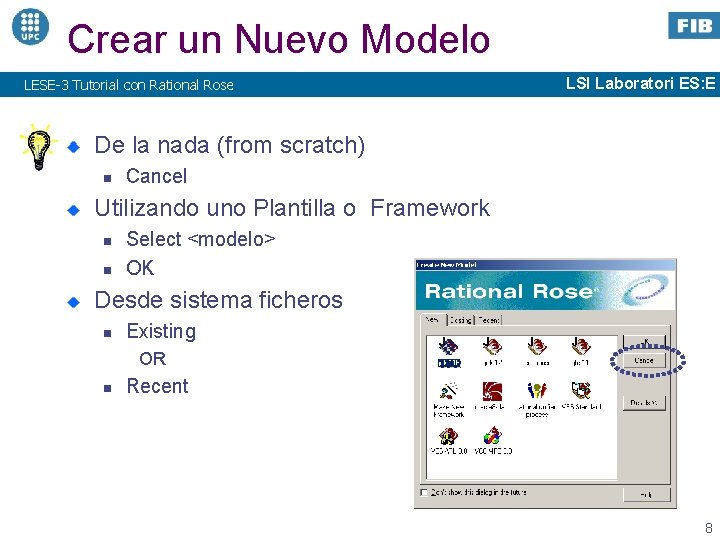 Crear un Nuevo Modelo LESE-3 Tutorial con Rational Rose LSI Laboratori ES: E De