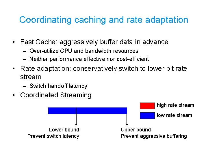 Coordinating caching and rate adaptation • Fast Cache: aggressively buffer data in advance – Coordinating caching and rate adaptation • Fast Cache: aggressively buffer data in advance –