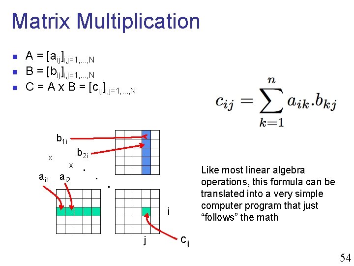 Matrix Multiplication n A = [aij]i, j=1, . . . , N B =