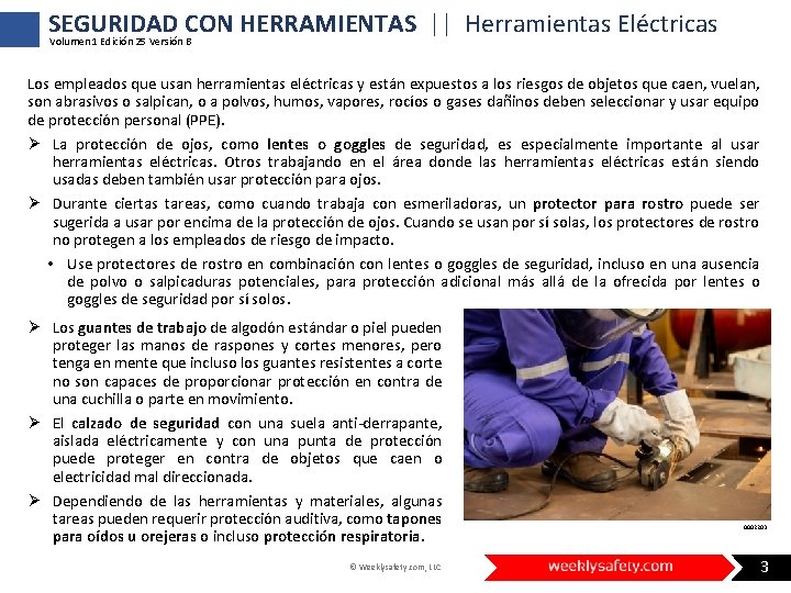 SEGURIDAD CON HERRAMIENTAS || Herramientas Eléctricas Volumen 1 Edición 25 Versión B Los empleados