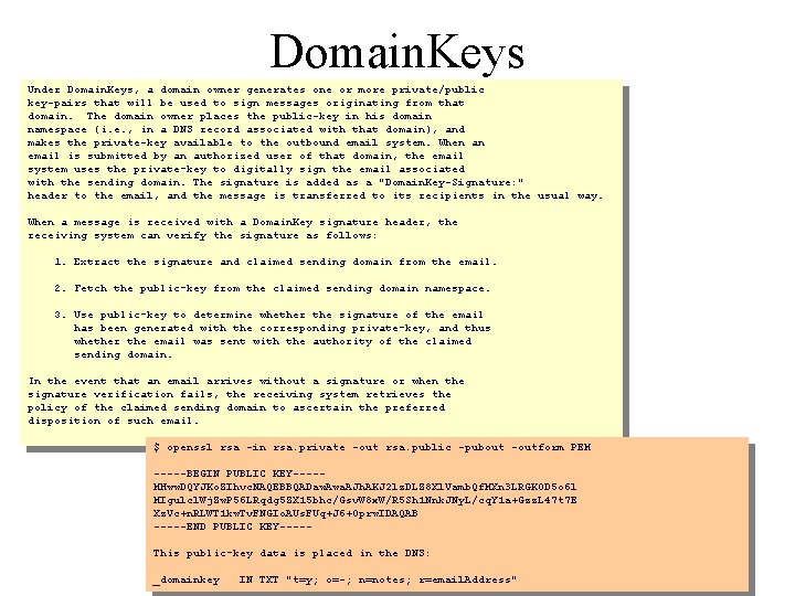 Domain. Keys Under Domain. Keys, a domain owner generates one or more private/public key-pairs