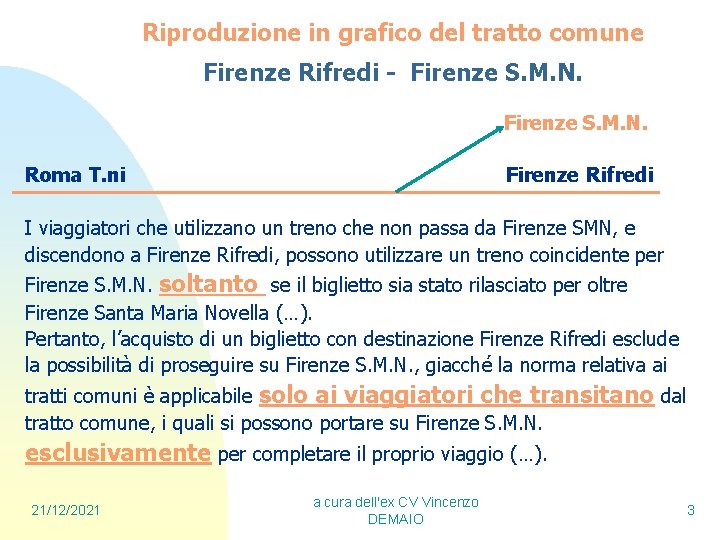 Riproduzione in grafico del tratto comune Firenze Rifredi - Firenze S. M. N. Roma