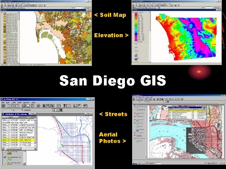 < Soil Map Elevation > San Diego GIS < Streets Aerial Photos > 
