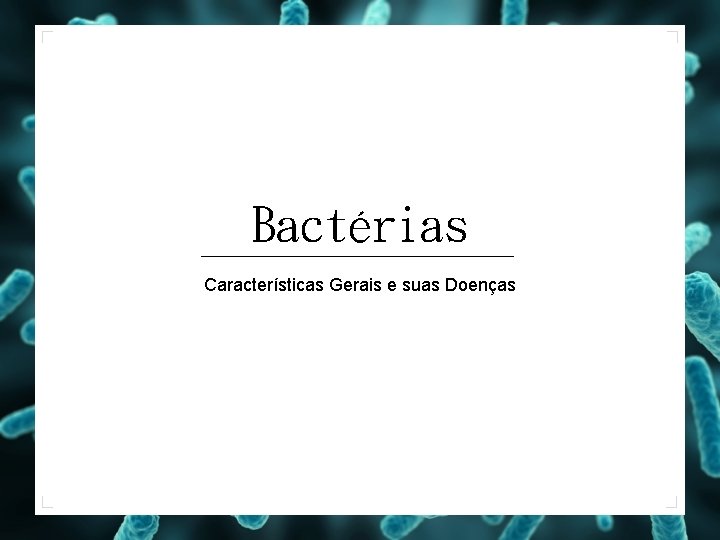 Bactérias Características Gerais e suas Doenças 