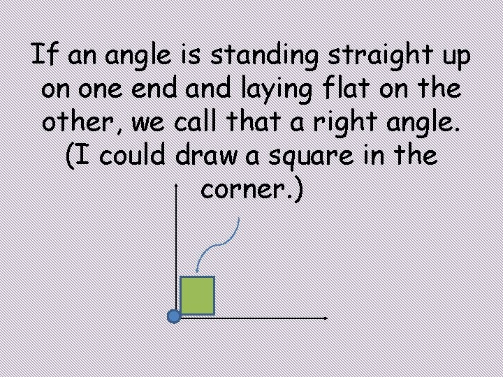 If an angle is standing straight up on one end and laying flat on