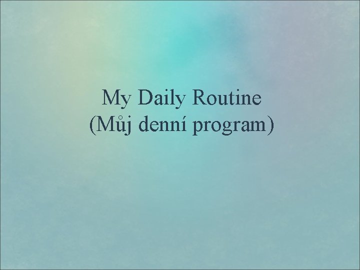 My Daily Routine (Můj denní program) 